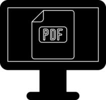 platt stil pdf fil i övervaka skärm glyf ikon. vektor