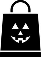 Halloween Einkaufen Tasche Glyphe Symbol oder Symbol. vektor
