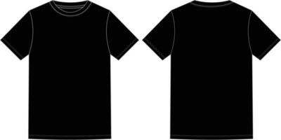 tom svart t-shirt design vektor mall, främre och tillbaka se