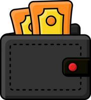 gul och svart illustration av pengar plånbok ikon. vektor