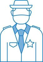 blå och vit manlig sheriff bär mask ikon. vektor