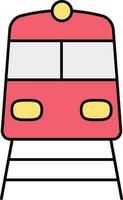 platt stil tåg ikon i röd och gul Färg. vektor
