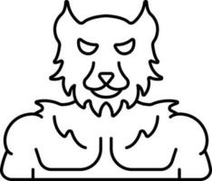Werwolf mythisch Kreatur schwarz Linie Kunst Symbol. vektor