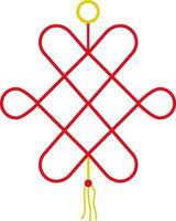 Chinesisch Knoten eben Symbol im rot und Gelb Farbe. vektor