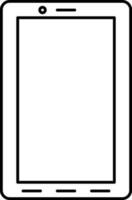 schwarz linear von Handy, Mobiltelefon oder Tablette Telefon Symbol. vektor