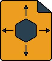 3d Modell- Datei Orange und Blau Symbol. vektor