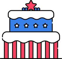amerikanisch Flagge Farbe zwei Schicht Kuchen eben Symbol. vektor