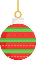 randig jul struntsak röd och grön ikon. vektor