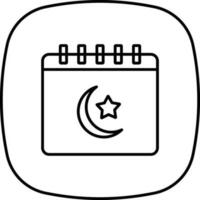 schwarz Linie Kunst Muslim Kalender Symbol auf Weiß Hintergrund. vektor