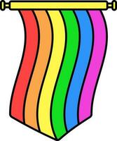 Regenbogen Wimpel Flagge hängen Symbol im eben Stil. vektor