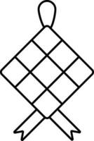 svart översikt illustration av Ketupat ikon. vektor