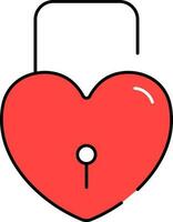 öppen hjärta låsa platt ikon i röd Färg. vektor