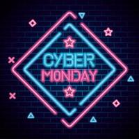 Cyber Montag Neon auf Ziegel Hintergrund Vektor-Design vektor