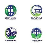 eco world nature global logo design vektor