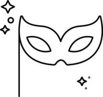 schwarz linear Stil Party Maske Symbol. vektor