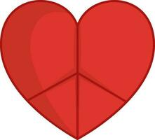 illustration av hjärta fred platt ikon i röd Färg. vektor