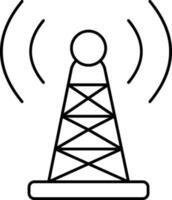 schwarz dünn Linie Kunst von Signal Turm Symbol. vektor