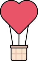 röd hjärta form varm luft ballong ikon i platt stil. vektor