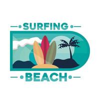 Surfing Beach Label vektor