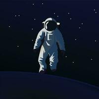Astronaut Raum Gehen im Himmel voll von Sterne Vektor Illustration , Kosmonaut Gehen auf das Mond oder ein anders Planet Vektor Bild