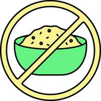 Grün und Gelb Illustration von Nein Essen Symbol oder Symbol. vektor