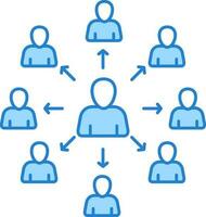 användare förbindelse eller nätverkande ikon i blå Färg. vektor