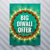 Vacker lycklig diwali diya oljelampa festival mall broschyr vektor