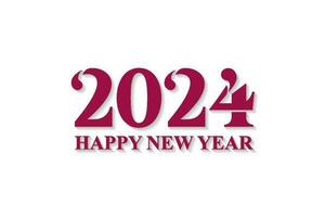 Lycklig ny år 2024, med röd hjärta 3d tal, för affisch, kalender vektor