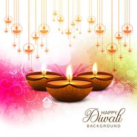 Glad diwali diya oljelampa festival kort bakgrund illustration vektor