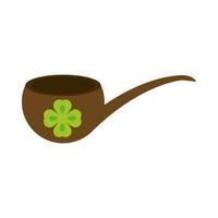 Happy St Patricks Tag Pfeife Tabak Klee Vintage Ikone flachen Stil vektor