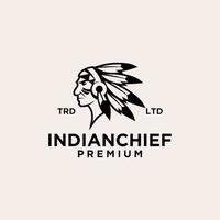 Indian Chief Logo Icon Illustration Premium vektor