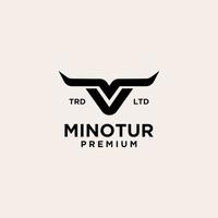 minotaur ko vintage logo ikon illustration premium vektor