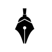 spartansk penna logotyp koncept penna spets med spartansk hjälm vektor ikon illustration design