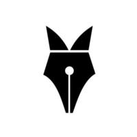 Fuchsstift einfache Logo-Konzept Füllfederhalter Feder als Fuchs Kopf Vektor Logo Symbol Illustration Design