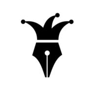 Freude Schriftsteller Konzept Stift Feder mit Clown Hut Logo Vektor-Symbol Illustration Design vektor