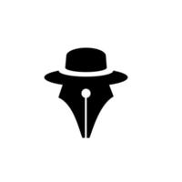 Vektor Meister Herr Herr Stift Schriftsteller Füllfederhalter mit Hut und Schnurrbart abstrakte Logo Symbol Illustration Design