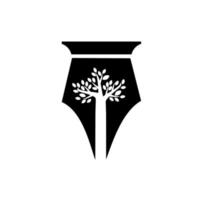 eco penna logotyp koncept reservoarpenna spets med träd ikon vektor illustration design