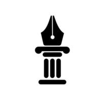 Gesetz Logo Konzept Säulen mit Stift Feder Vektor Symbol Illustration Design