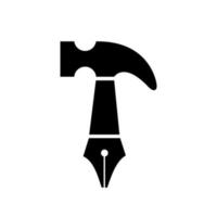 Handhaltehammer für Bau- oder Handwerkervektorikonenlogo-Designillustration vektor