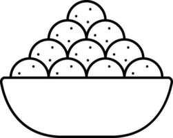 schwarz Gliederung Illustration von Ladoo Schüssel Symbol. vektor