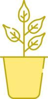 Blatt Pflanze Vase eben Symbol im Gelb Farbe. vektor