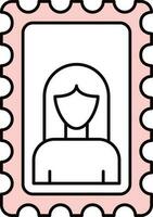 weiblich Symbol Fahrkarte oder Briefmarke Symbol im eben Stil. vektor