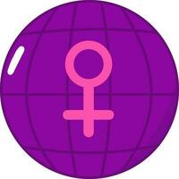 kvinna kön med klot rosa och lila ikon i platt stil. vektor