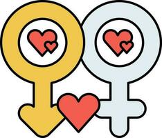 par kärlek kön tricolor symbol eller ikon. vektor