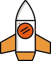 eben Stil Münze Rakete Symbol im Orange und Weiß Farbe. vektor