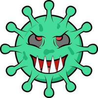 glücklich Virus Emoticon im Grün Farbe. vektor