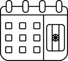 indisch Kalender Symbol im schwarz Linie Kunst. vektor