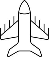 Kämpfer Flugzeug Symbol im schwarz Umriss. vektor