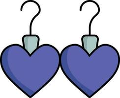 Herz geformt Ohrringe Symbol im Marine Blau und grau Farbe. vektor