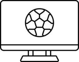 fotboll med övervaka ikon i svart linje konst. vektor